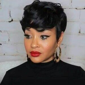 Modern Curly Pixie Cut Wig – Black Synthetic – Never Worn